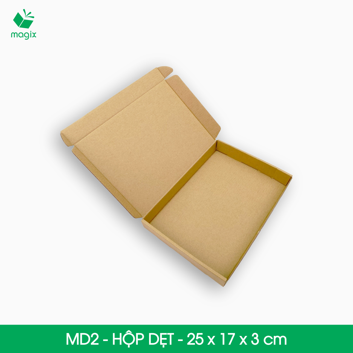 MD2 - 25x17x3 cm - 25 Thùng hộp carton trơn đóng hàng