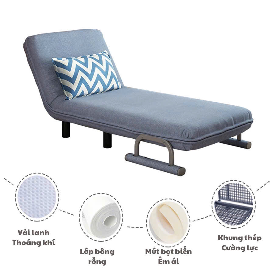Ghế sofa thông minh, sofa giường gấp gọn đôi mở ra thành giường MT2100CT Tundo KT 190cm x 90cm