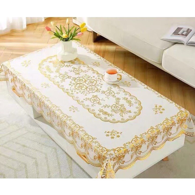 Khăn Trải Bàn PAULEE WLG 751 hoa văn phủ nhũ vàng (90 x 150 cm)