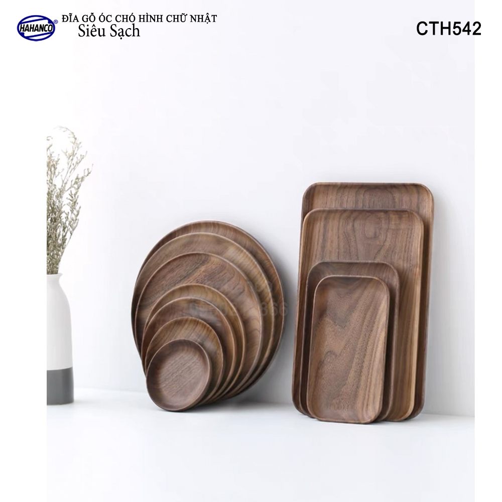 Khay/Đĩa chữ nhật gỗ Óc Chó nhập khẩu Mỹ nguyên khối - hàng Xuất Khẩu Châu Âu - CTH542 - đựng đồ ăn/trang trí - đĩa bánh mì/trái cây/ bít tết/ pizza/ phụ kiện chụp ảnh, bày món ăn trong nhà hàng - Sang trọng trên bàn ăn