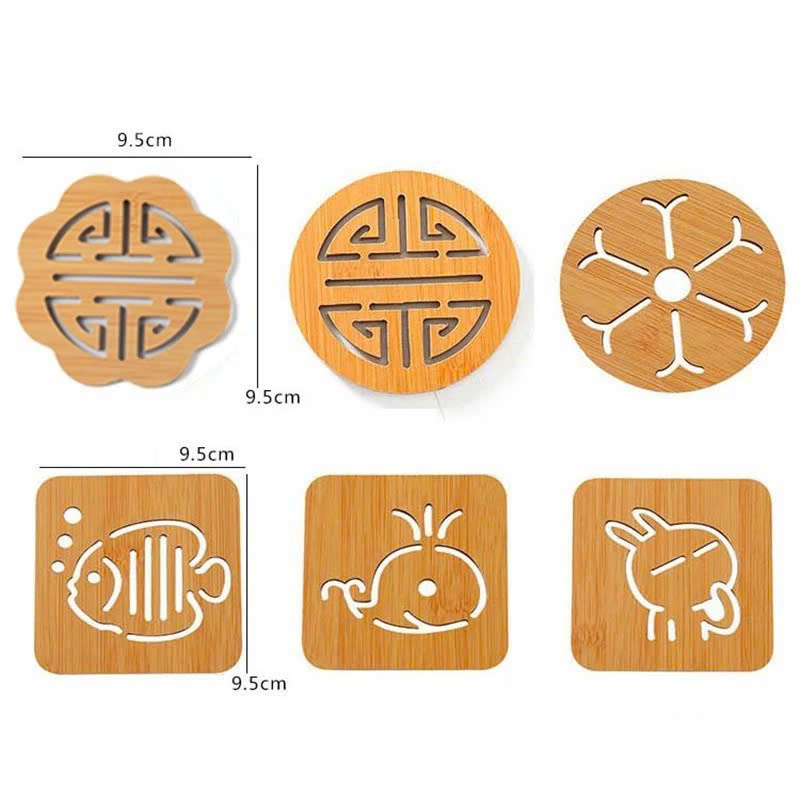 (Combo 3) Đế Gỗ Lót Nồi Xoong, Chén Bát, Lót Ly Cốc Cách Nhiệt - Hàng cao cấp