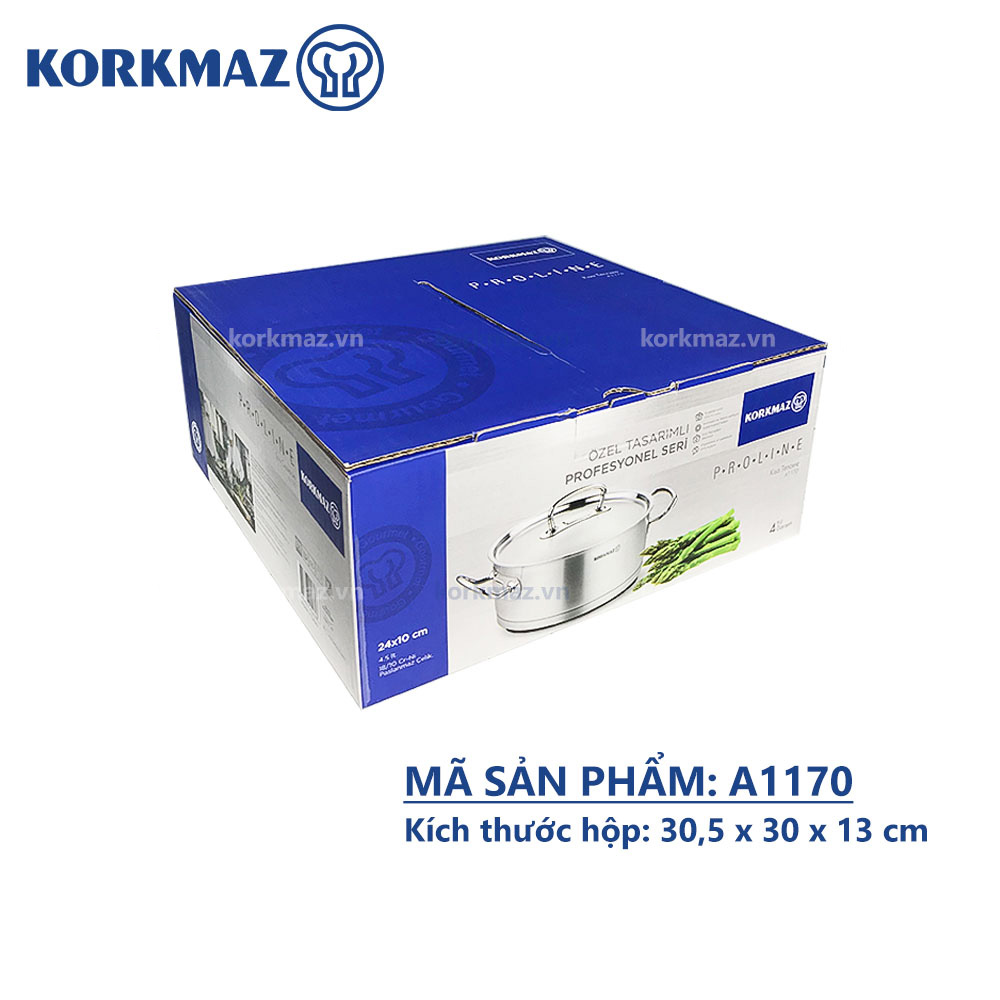 Nồi inox 18/10 thân thấp Korkmaz Proline 4.5 lít - 24x10 cm