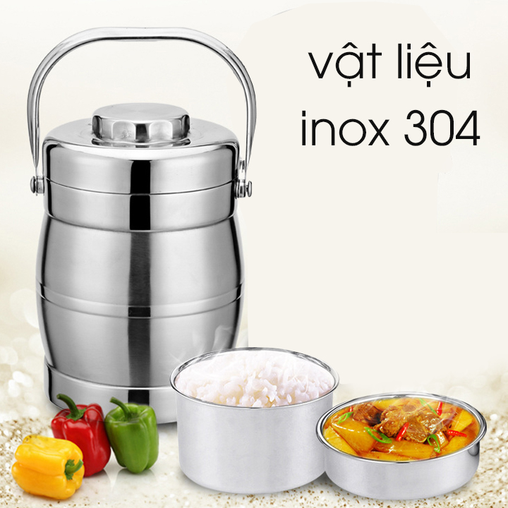 Cặp Lồng Inox 3 Tầng 1.4 - 2 Lít -Cặp Lồng Đựng Cơm Cháo Phở Giữ Nhiệt Cao Cấp - Cà Mên Inox - Hàng Loại 1 - Chính Hãng MINIIN
