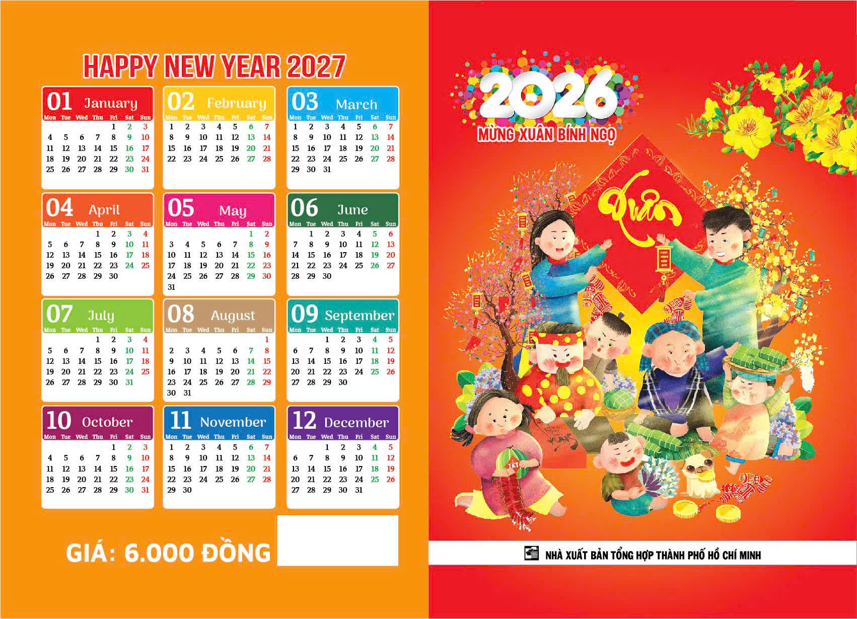 Bộ Combo 10 Lịch Túi Năm 2026 - Bính Ngọ