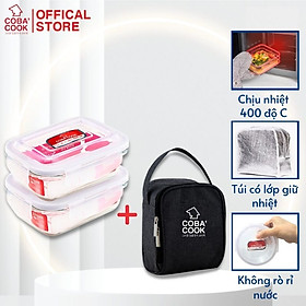 Bộ 2 hộp đựng cơm thức ăn ,trữ thực phẩm thủy tinh chịu nhiệt COBA