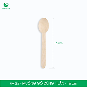 FMG2 - Combo 100 Muỗng gỗ ngắn 16 cm dùng 1 lần - Thìa gỗ ngắn dùng 1 lần tiện lợi thân thiện môi trường