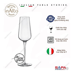 Bộ 6 Ly rượu Thủy Tinh Inalto Flute 280ml  - Bormioli Rocco - Italy
