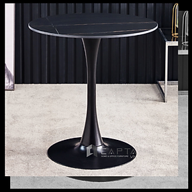 Bàn cafe Tulip mặt đá phiến màu trắng / đen tròn 60 cm Bàn tiếp khách văn phòng đẹp TE TULIP 2-06E3 TpHCM