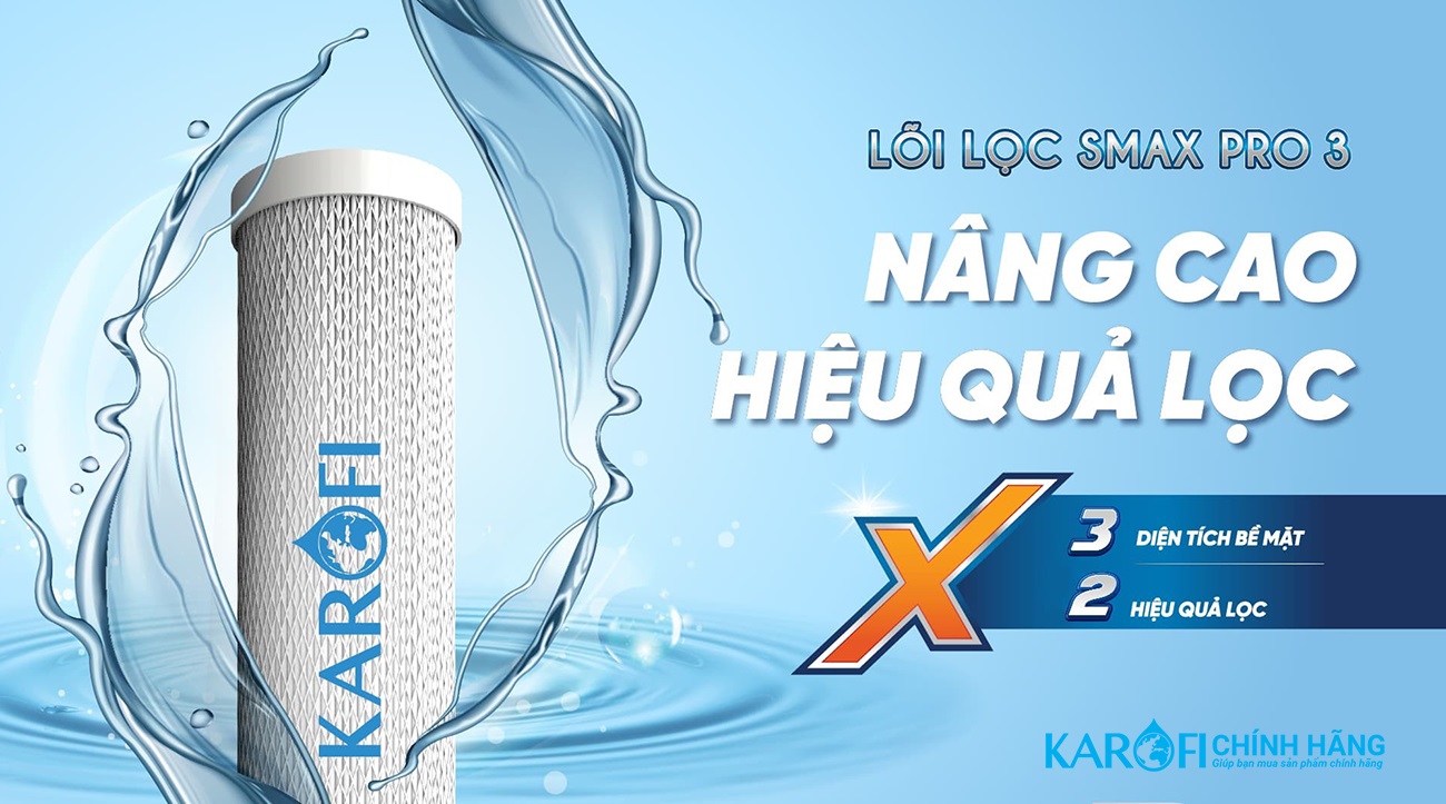 Combo 3 Lõi Lọc Thô KAROFI SMAX PRO 1,2,3 - Hàng Chính Hãng