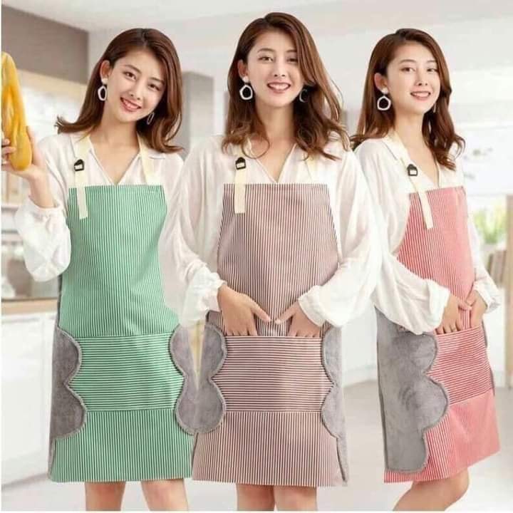 Tạp Dề Nấu Ăn, Không Thấm Nước, Có Chỗ Lau Tay Và Túi Đựng Điện Thoại Tiện Lợi, Hoạ Tiết Cute
