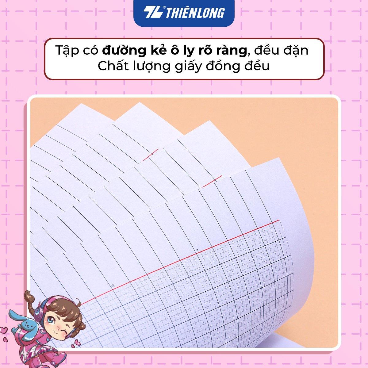 Combo 5/10 Tập học sinh chống lem 96 trang 4 ô ly vuông 2mm 120gsm Thiên Long NB-121/AK - PB Akooland - Mẫu ngẫu nhiên