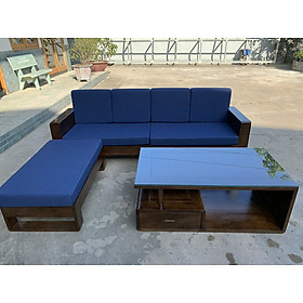 Bộ sofa gỗ sồi sơn màu Oak Juno Sofa 2m3, kèm đôn góc linh hoạt và Bàn trà gỗ