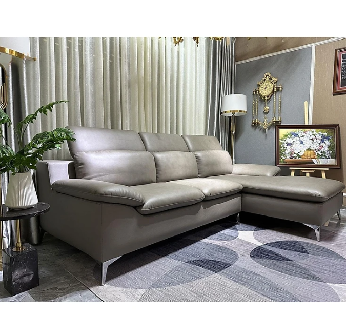 Sofa góc L da bò Italy Tundo màu nâu – SFLCT08 2m6 hàng cao cấp chuẩn da bò nhập khẩu Ý
