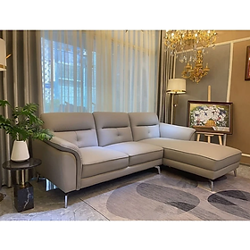 Sofa góc L da bò Italy Tundo màu xám SFLCT06 2m6 x 1m6 hàng cao cấp chuẩn da bò nhập khẩu Ý