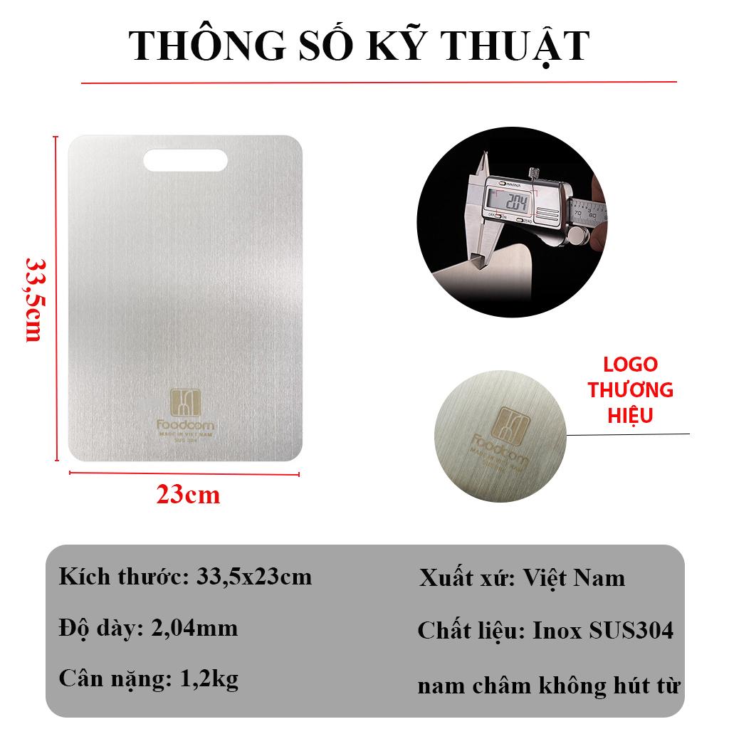 Thớt Inox 304 Cao Cấp KHông Gỉ- Size 33,5x23cm , Kháng Khuẩn, Chống Ẩm Mốc, Thớt Nhà Bếp- Hàng Loại 1. Chính Hãng