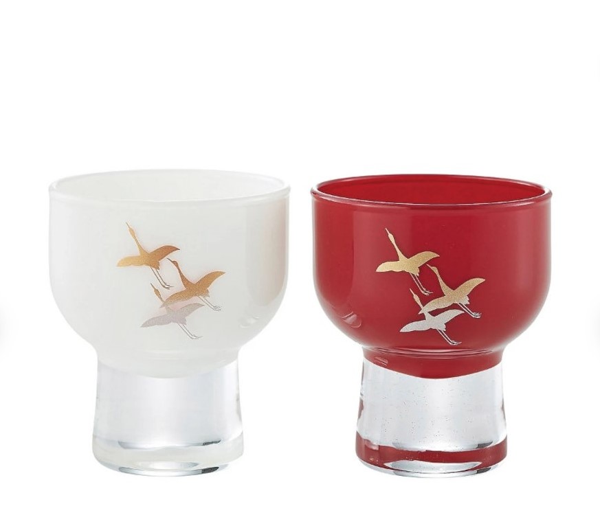 Ly Thủy Tinh Sake Họa Tiết Sơn Mài Nhật Bản 60ml