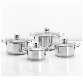 Bộ nồi inox 430 cao cấp Fivestar Standard 3 đáy FB4-430, dùng được bếp từ, gồm 4 nồi nắp kính hoặc inox