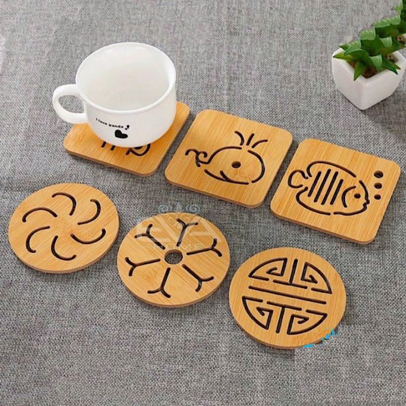 (Combo 3) Đế Gỗ Lót Nồi Xoong, Chén Bát, Lót Ly Cốc Cách Nhiệt - Hàng cao cấp