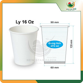 Ly giấy 16oz~472ml - Lốc 50 ly giấy trơn