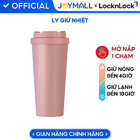 Ly giữ nhiệt LocknLock 550ml màu hồng LHC3249PIK - Hàng chính hãng, mở nắp một chạm, chất liệu thép không gỉ miệng ly rộng - JoyMall