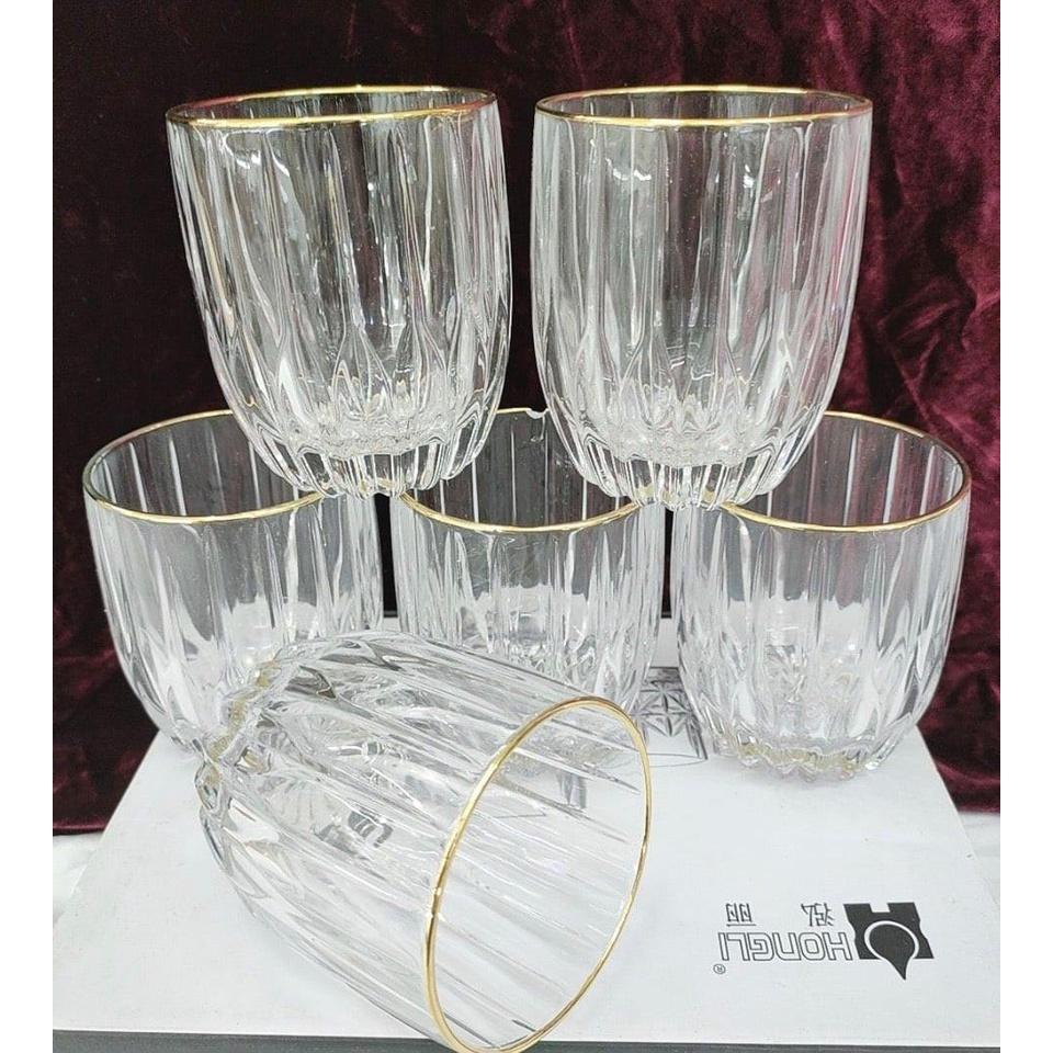 bộ 6 cốc thủy tinh uống nước vân sọc trắng