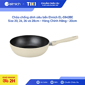 Chảo chống dính siêu bền Elmich EL-5942BE Size 20, 24, 26 và 28cm - Hàng Chính Hãng