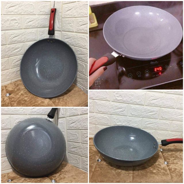 Chảo Vân Đá 32cm Sâu Lòng Dùng Được Cho Mọi Loại Bếp- Chiên Xào Nấu Đều Được- Phù Hợp Cho Mọi Nhà- Chính Hãng MINIIN