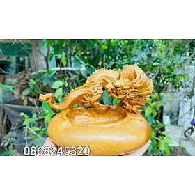 Gạt tàn khắc rồng bằng gỗ bách xanh thơm nức kt 15×10×9cm 