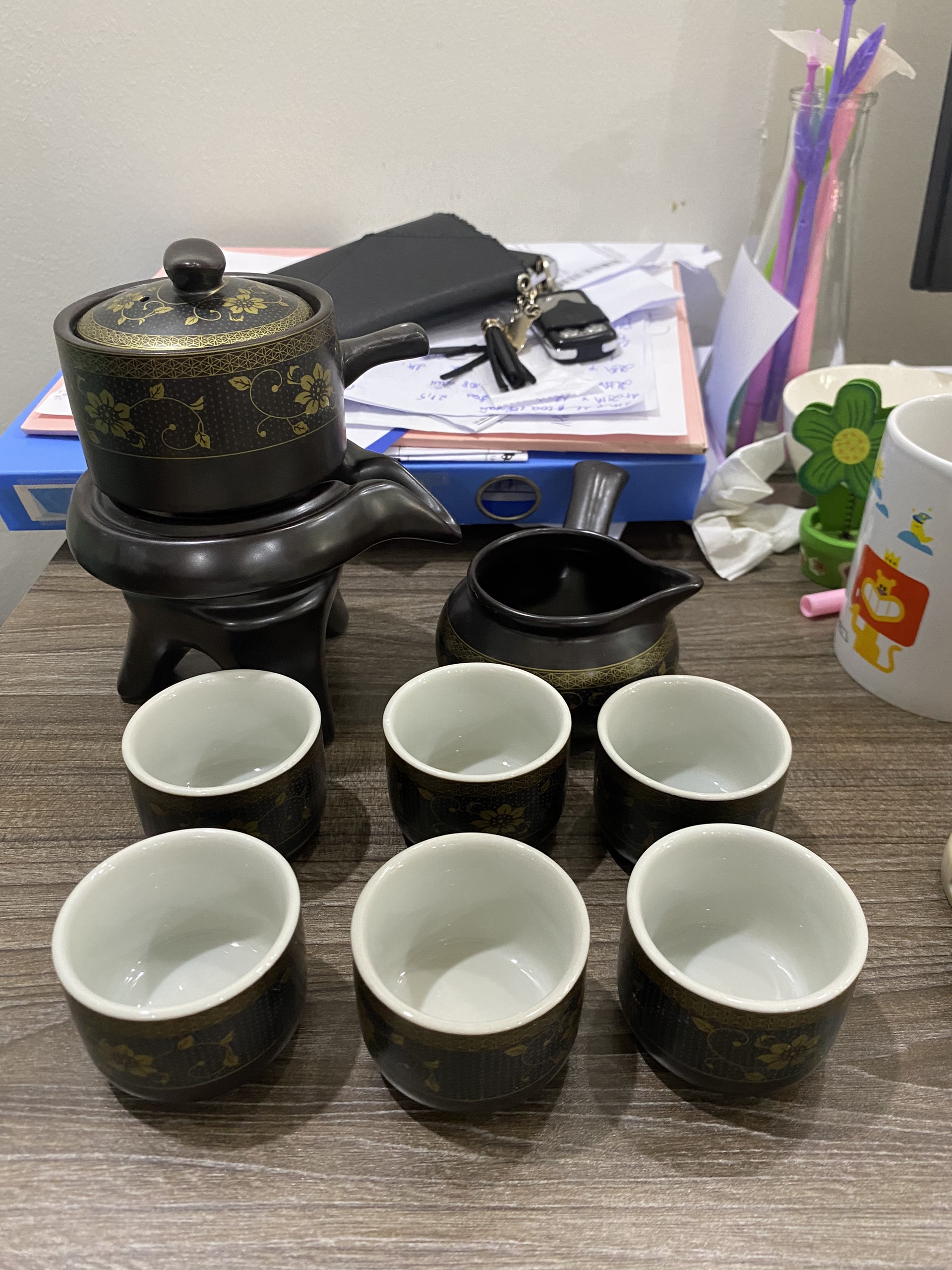 Chén lẻ cho bộ Ấm Pha Trà Cối Xay, Hoa Văn Đẹp Lòng Chén Trắng Sang Trọng, Chén uống trà cao cấp