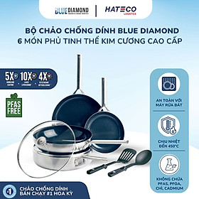 Bộ 6 món chảo chống dính phủ tinh thể kim cương cao cấp Blue Diamond 20, 3x28 cm