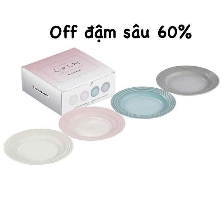 SET 4 ĐĨA PHẲNG LE CREUSET 22CM NEW Hàng chính hãng
