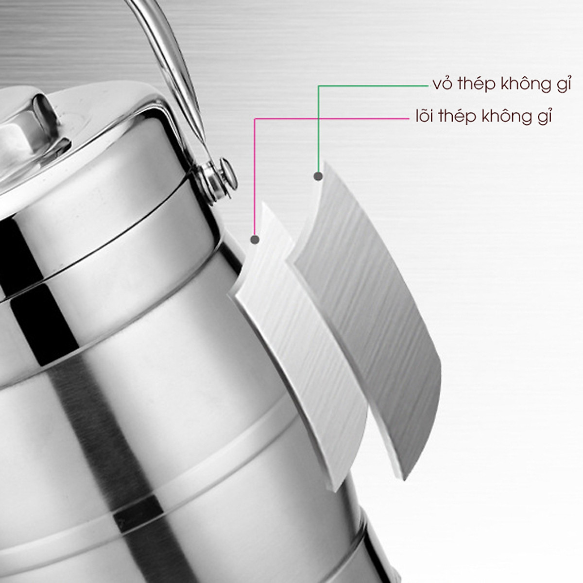 Cặp Lồng Inox 3 Tầng 1.4 - 2 Lít -Cặp Lồng Đựng Cơm Cháo Phở Giữ Nhiệt Cao Cấp - Cà Mên Inox - Hàng Loại 1 - Chính Hãng MINIIN