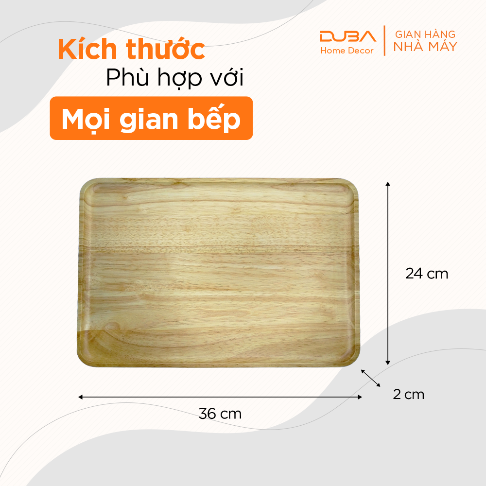 Khay trà gỗ, khay gỗ decor, thớt gỗ chữ nhật chuẩn an toàn xuất khẩu Châu Âu - Chính hãng DUBA
