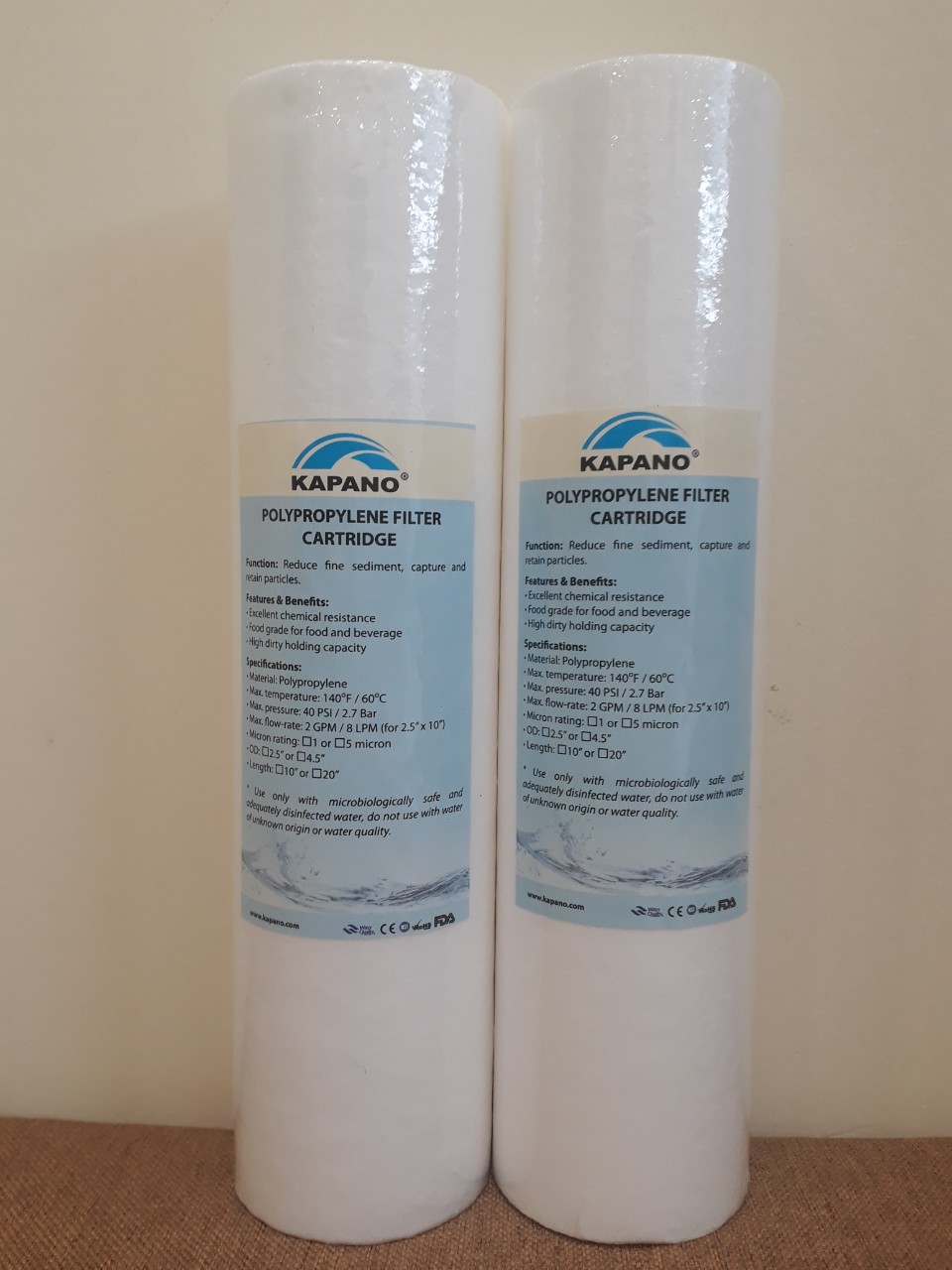 Lõi lọc cặn Polypropylene 5 micron 10 inch Kapano - Hàng chính hãng