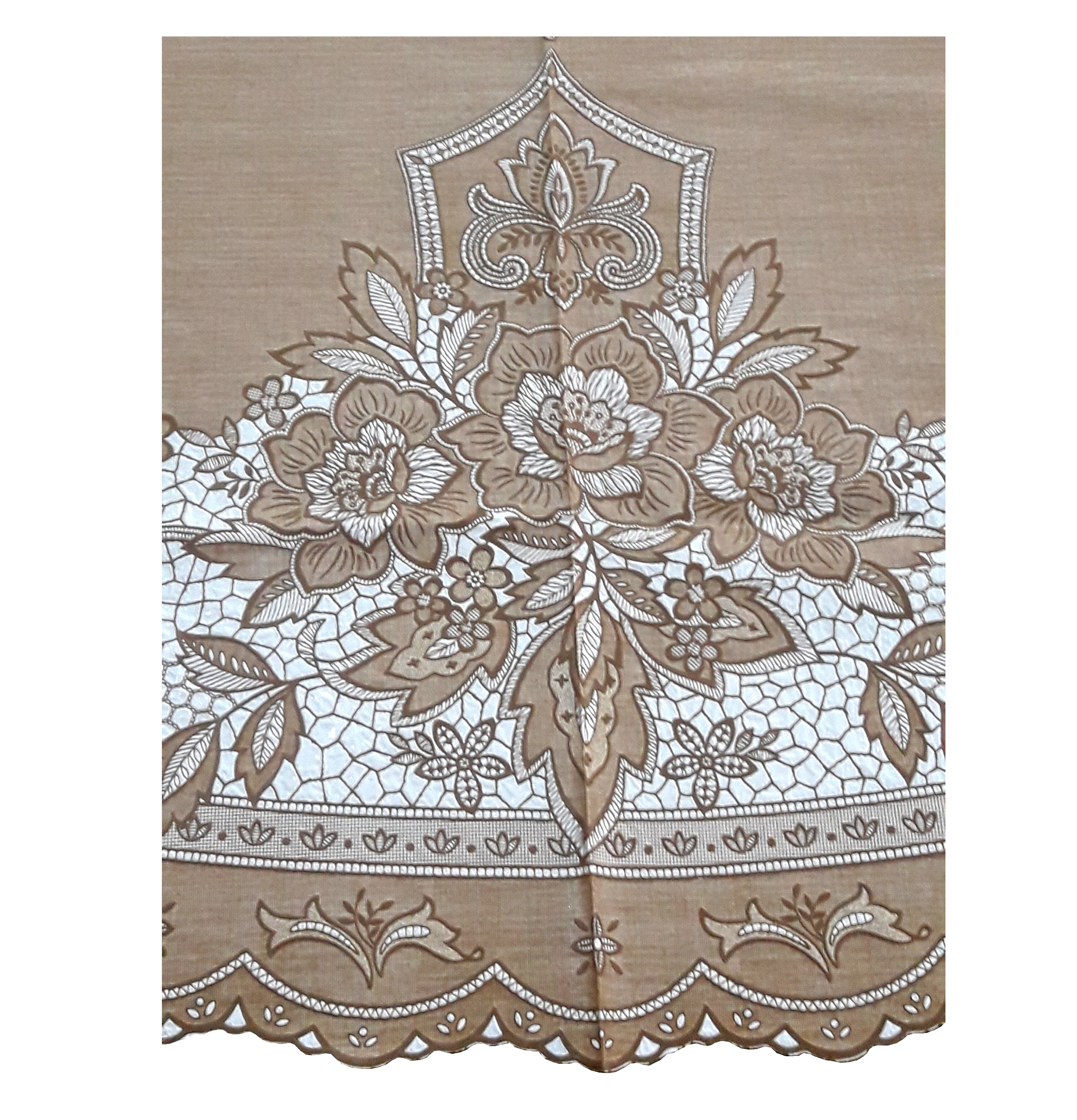 KHĂN TRẢI BÀN PAULEE FY116 TRÒN - ĐƯỜNG KÍNH 178 CM- HOA VĂN - MÀU NÂU - KHÔNG THẤM NƯỚC.