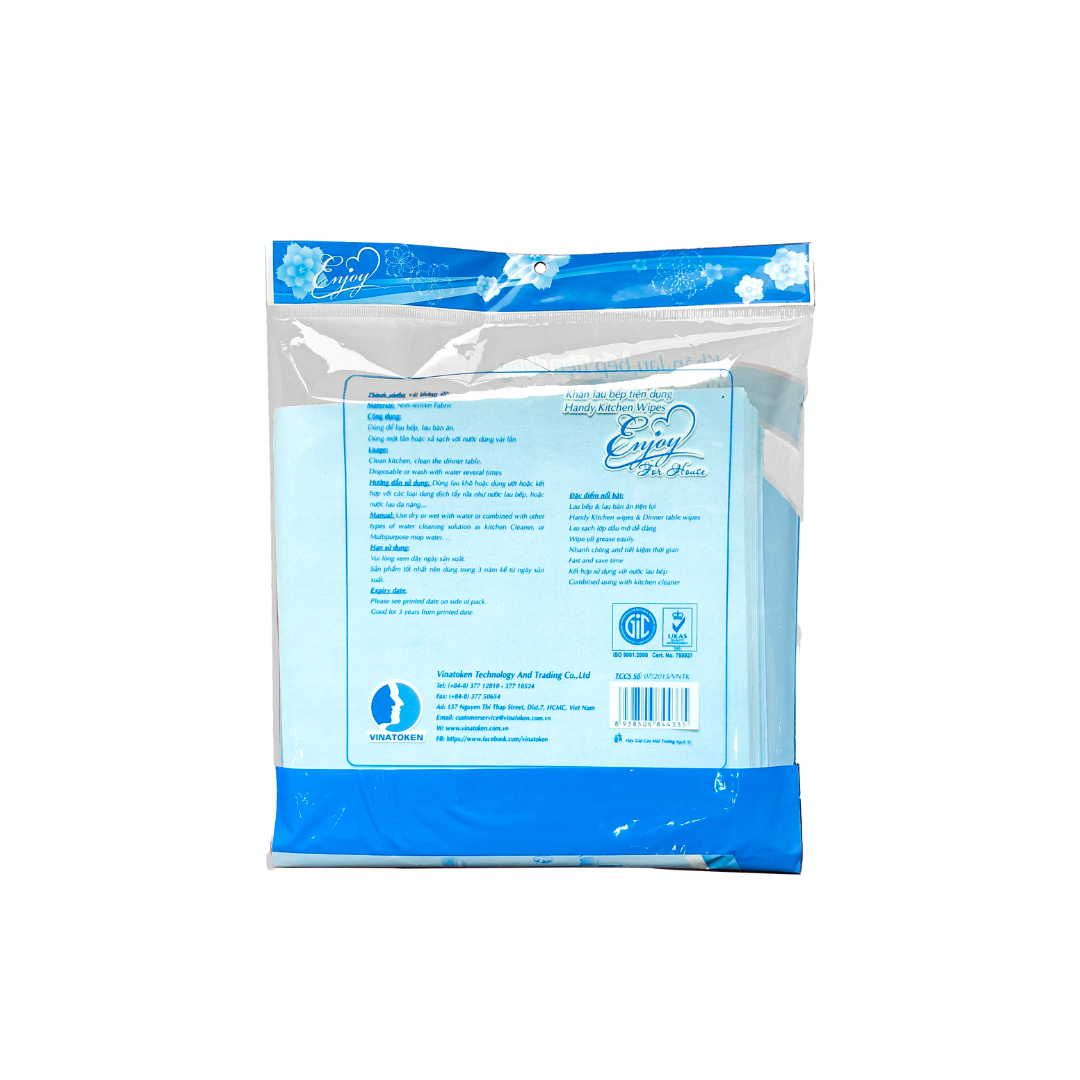 Khăn lau bếp ENJOY for house, vải không dệt, dùng một lần, mềm mịn, dễ hút nước, độ đàn hồi tốt, khó rách