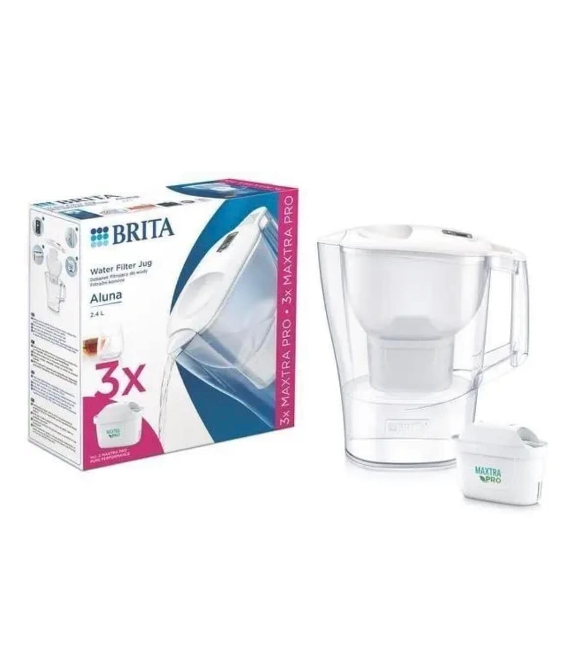 Bình lọc nước BRITA Aluna MX Pro white 2,4L kèm 3 lõi lọc model 2024 Hàng chính hãng