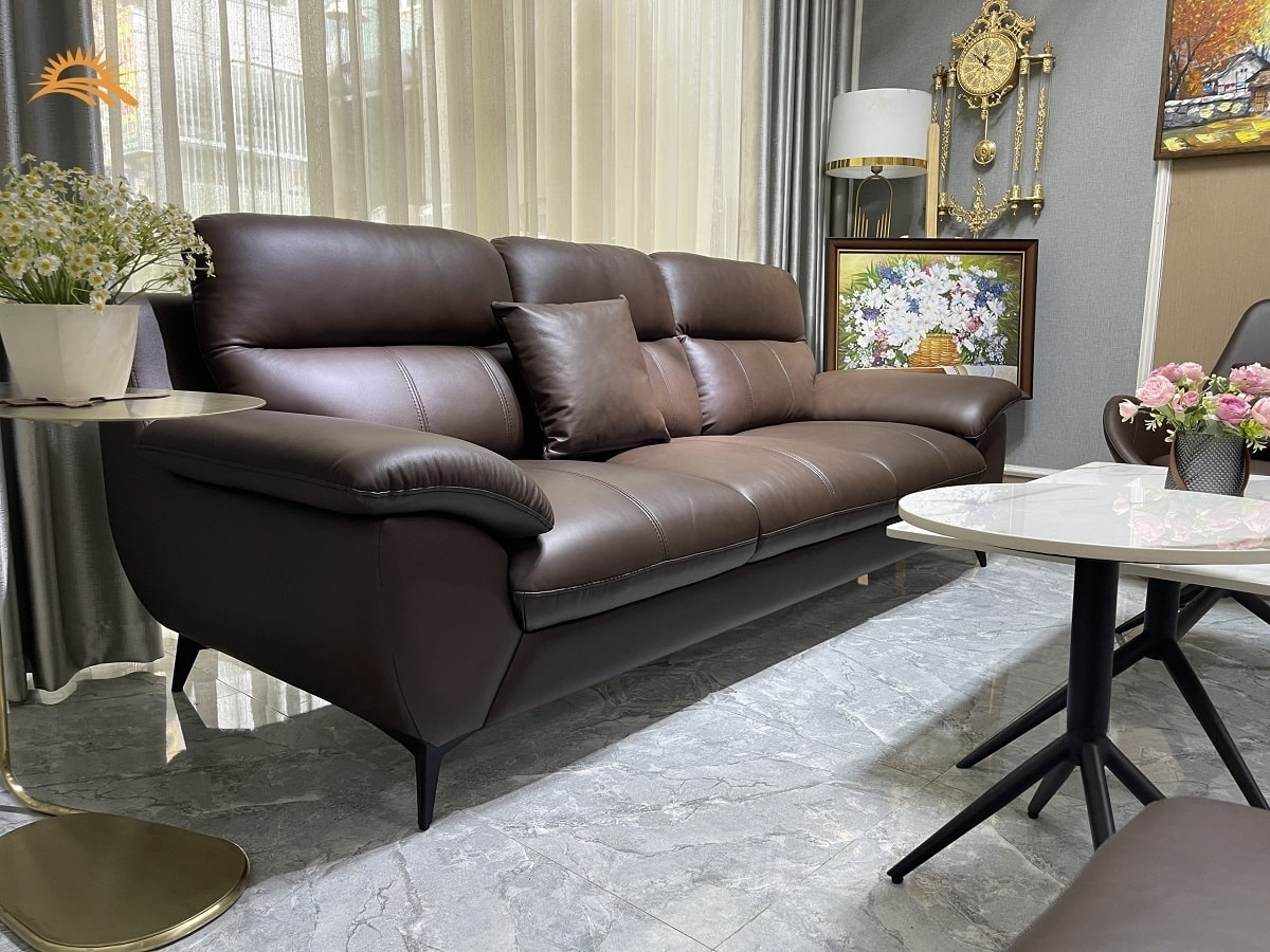 Combo ghế sofa da bò Italy Juno sofa màu nâu – SFCT01 2m hàng cao cấp chuẩn da bò nhập khẩu Ý