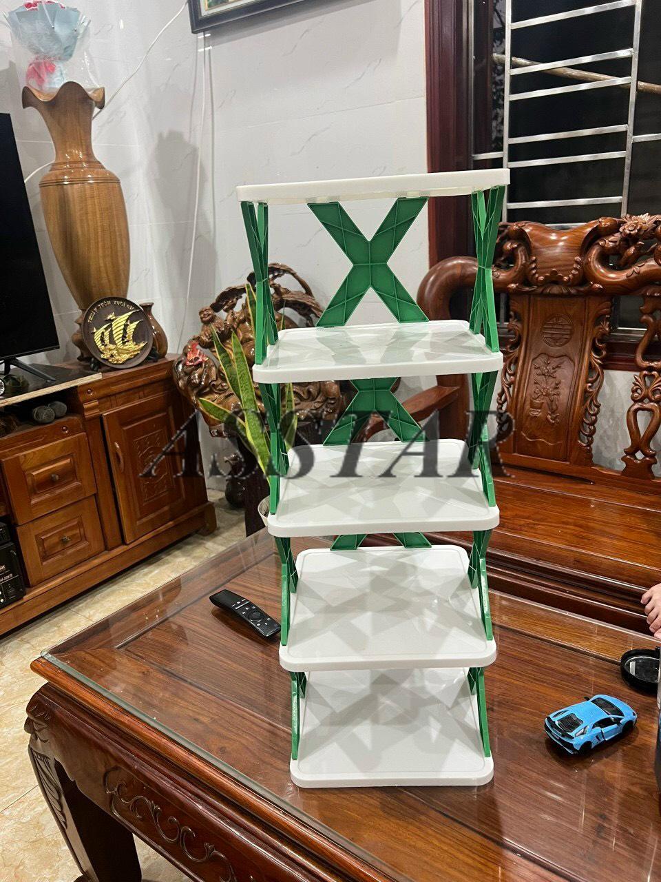 Kệ Để Giày Dép, Kệ Giày 5 Tầng Chữ X Có Thể Tháo Lắp Gấp Gọn