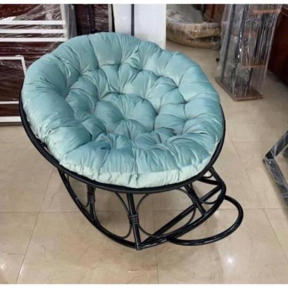 Hàng Cao Cấp Ghế lười bập bênh nệm tròn thư giãn, đọc sách Papasan khung sắt mây nhựa - Giá Tại Xưởng