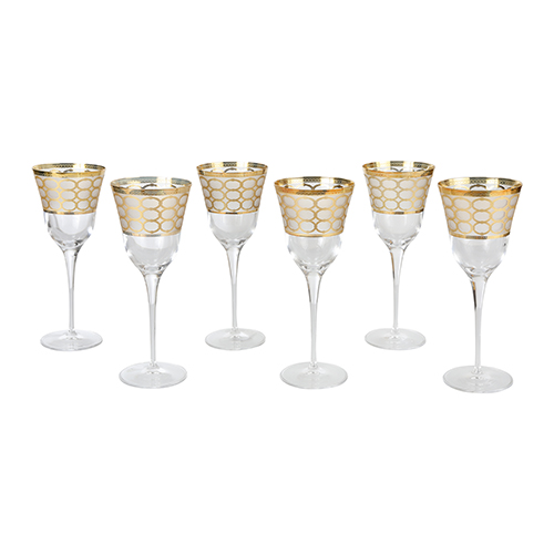 Set 6 ly pha lê GA VEMA mạ vàng 24k nhập khẩu ITALY Julia Rosenthal Gold Italy CRISTAL 6614
