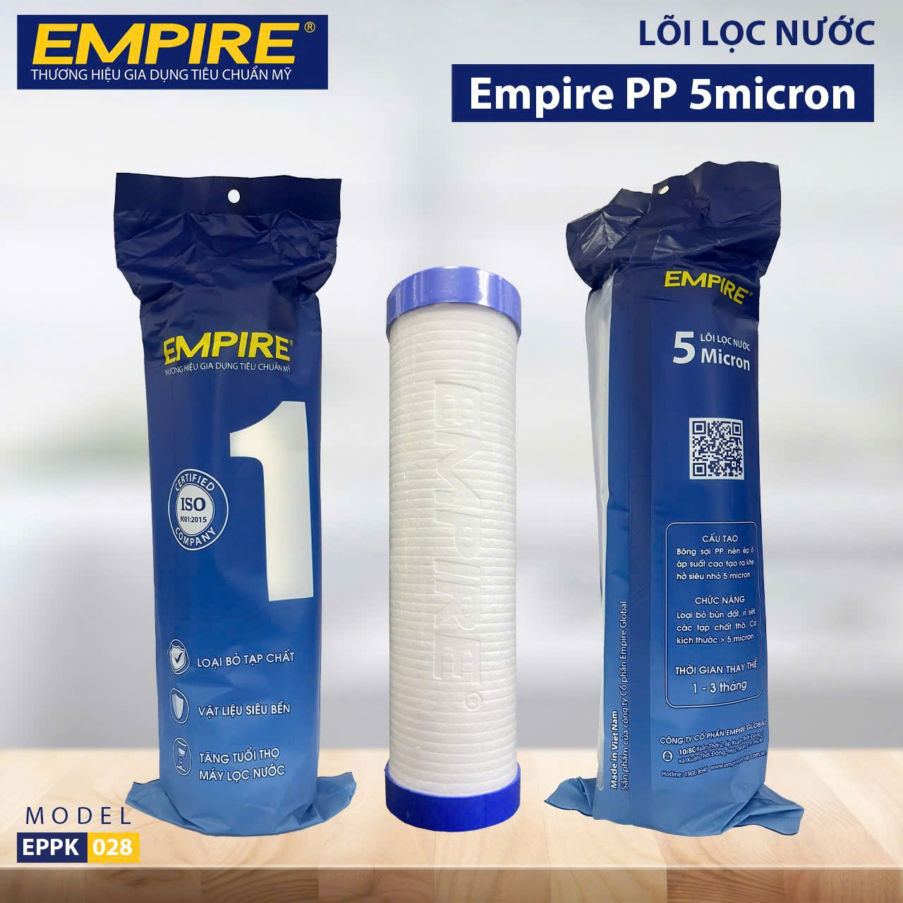 BỘ 3 LÕI LỌC NƯỚC 1-2-3 EMPIRE DÙNG CHO TẤT CẢ CÁC DÒNG MÁY- HÀNG CHÍNH HÃNG