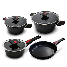 Bộ nồi đáy từ hợp kim nhôm phủ PTFE Kims cook chống dính  2 mặt