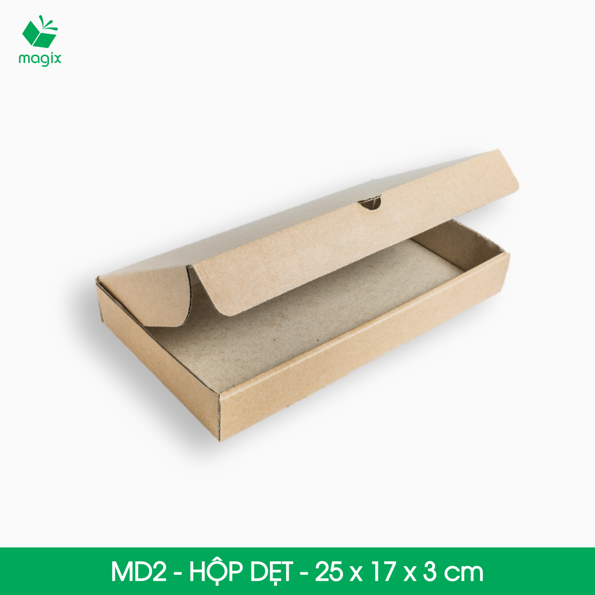 MD2 - 25x17x3 cm - 25 Thùng hộp carton trơn đóng hàng