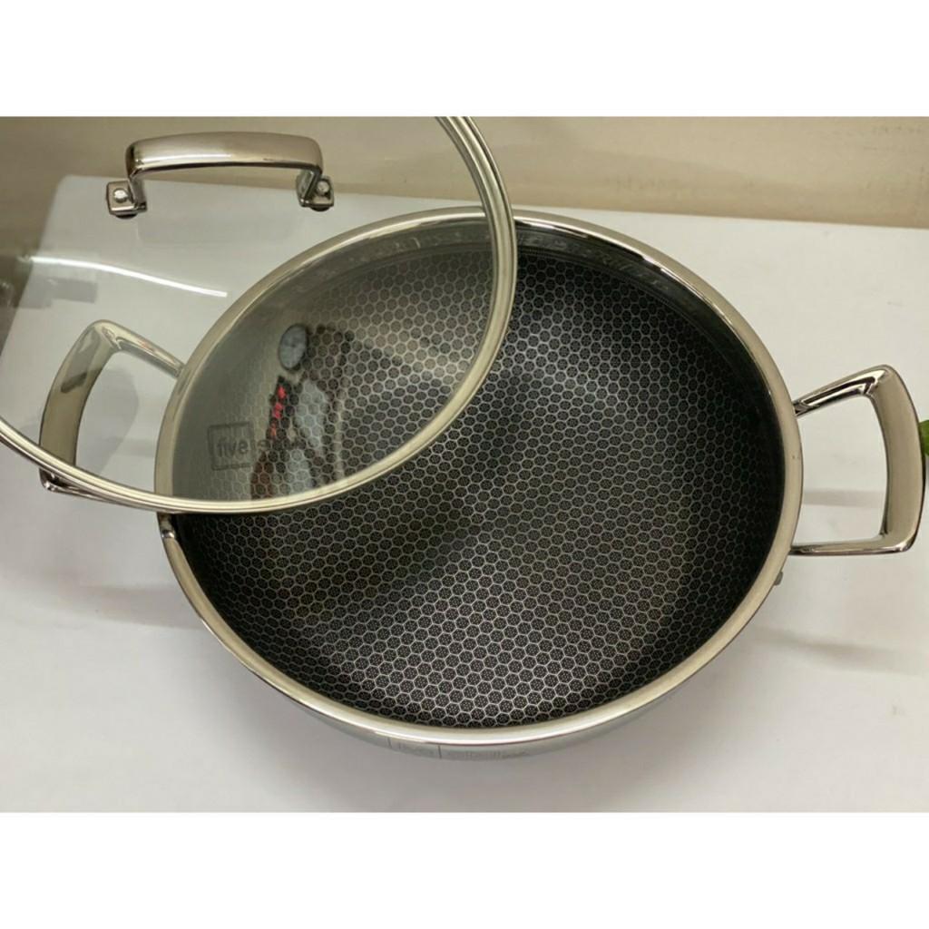 Chảo tổ ong chống dính 2 quai 3 lớp đáy liền inox 304 FiveStar 24cm / 26cm /28cm , tặng 1 sạn inox
