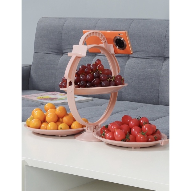 Khay Đĩa Mứt Gấp Gọn Để Bàn - Tích Hợp 3 đĩa Đựng Hoa Quả, Bánh Kẹo, Mứt Tết - Chất Liệu Nhựa ABS Cao Cấp Chính Hãng MINIIN- Giao Màu Ngẫu Nhiên