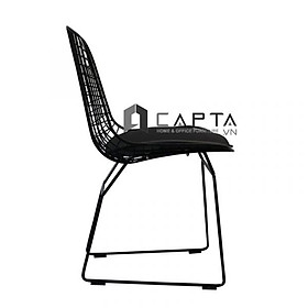 Ghế Cafe fashfood BERTOIA-2 Nội thất Capta Ghế nhà hàng thân kim loại sơn tĩnh điện chân thấp có nệm ngồi bọc da pvc màu đen 