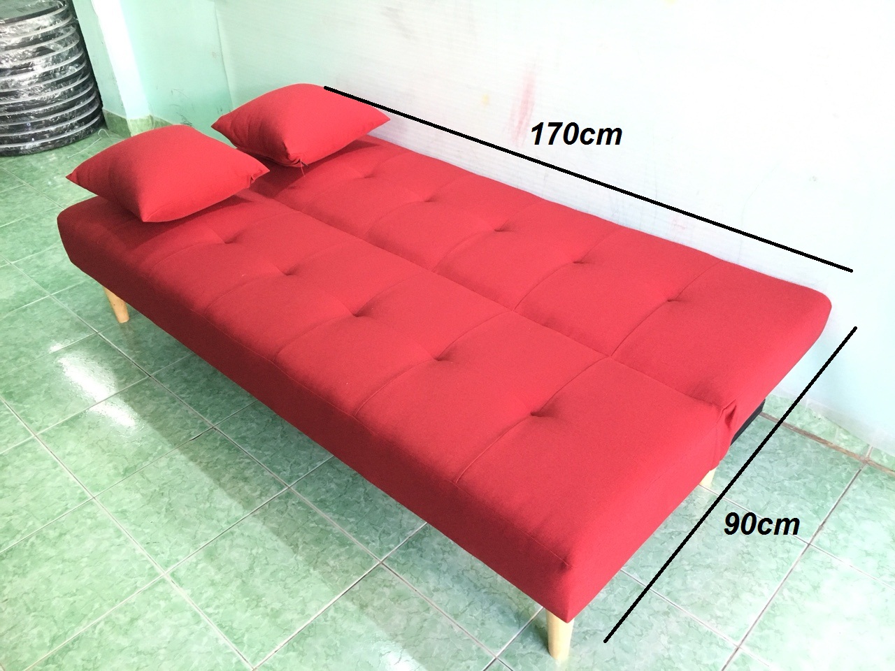 Bộ sofa bed, sofa giường vải nhung xanh nhung cổ vịt XNCV 1m7x90, bộ sofa phòng khách