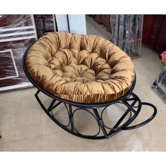 Hàng Cao Cấp Ghế lười bập bênh nệm tròn thư giãn, đọc sách Papasan khung sắt mây nhựa - Giá Tại Xưởng