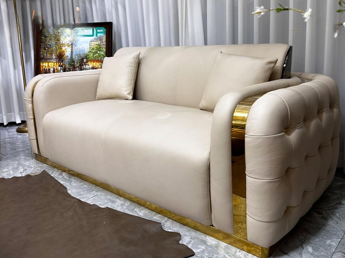 Combo ghế sofa băng 100% da bò Italy Juno sofa màu kem SFBCT25 2m7/2m5/1m3 hàng cao cấp chuẩn da bò nhập khẩu Ý
